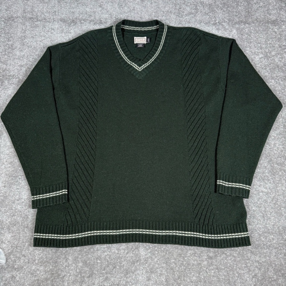 Vintage Arizona Sweater Women's XL Green V-Neck Wool Blend Long Sleeve‎ Tennis